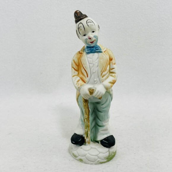 Vintage Clown Joker Figurine Bozo Circus Tuxedo Man Costume Stand Display Taiwan - Picture 1 of 10